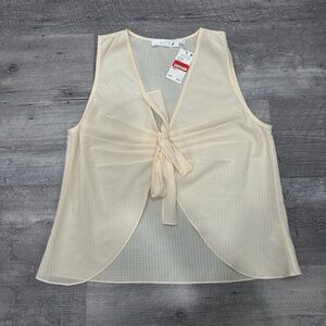 NWT ASTR the label semi sheer sleeveless cream blouse